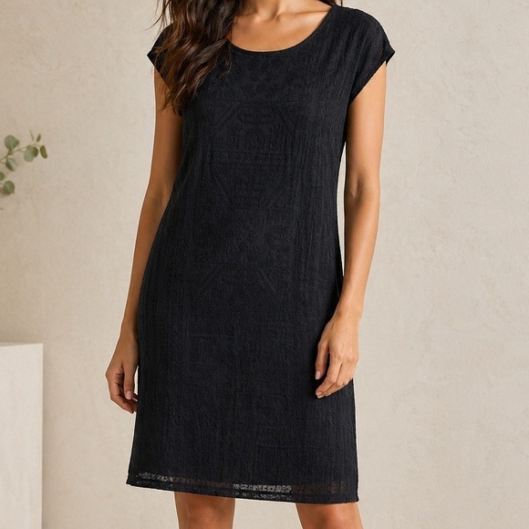 Lauren Ralph Lauren Dresses & Skirts - Lauren Ralph Lauren Black Textured Shift Dress Quiet Luxury Minimalist Chic L